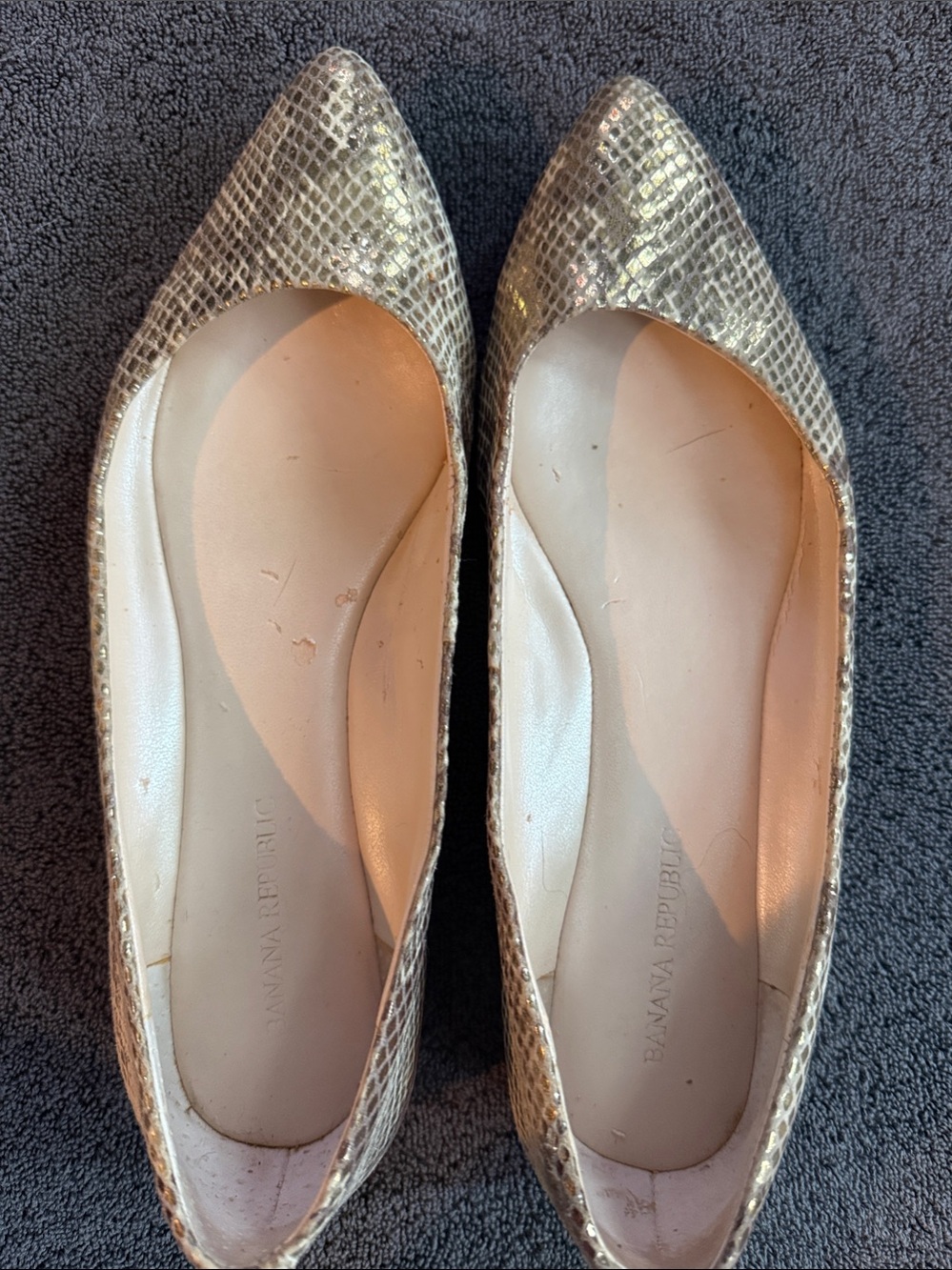 Banana Republic Metallic Snakeskin Pointed Flats